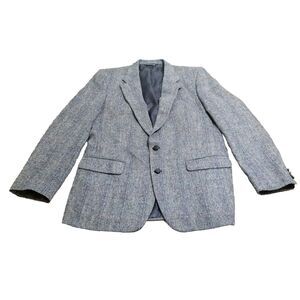 Burberrys Blazer Men Size 42 Gray Tweed Herringbone Wool Sport Coat Made in USA